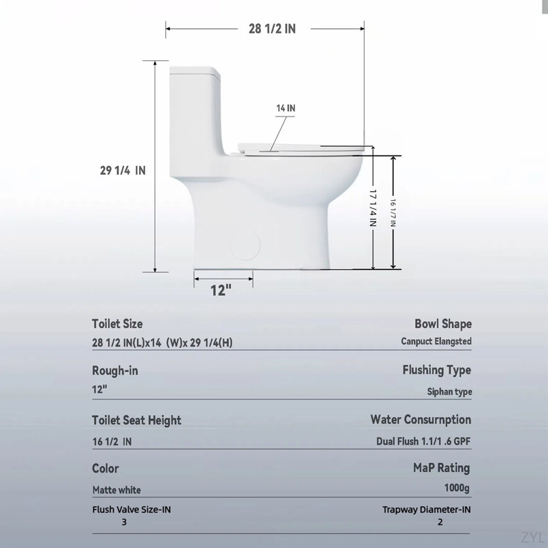 1.1/1.6 GPF Tornado Flush One-Piece Toilet With Comfort Chair Seat ADA Height 17", Powerful & Quiet Dual Flush Modern Toilet,Siphonic S-Trap 12",Rimless Bowl With Soft Closing Seat, Matt Black MB-006.