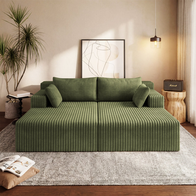 Canapé modulaire avec méridienne Cloud, Vert