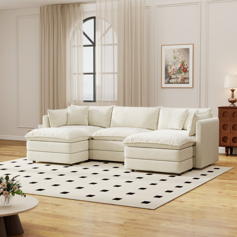 Canapé modulaire en U modulaire en U avec repose-pieds, canapé 3 places en chenille profonde avec coussin pour le salon, la chambre à coucher et un appartement