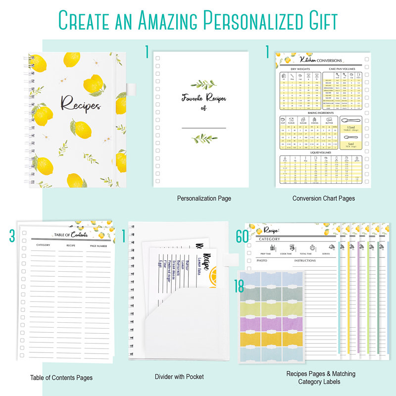 6 X9 Lemons Hardcover Recipe Binder, Blank Recipe Binder To Write In Your Own Recipes, Recipe Binder, Recipe Book Blank, Recipe Notebook, Cookbook Binder, Recipe Journal, Blank Cookbook