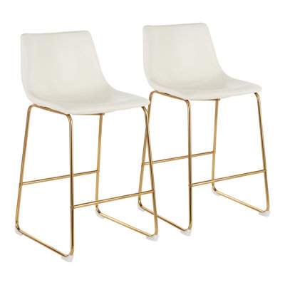 Upholstered Counter Stool with Metal Frame