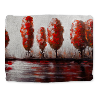 Red Trees by the Lake Placemat | Contemporary Home Decor