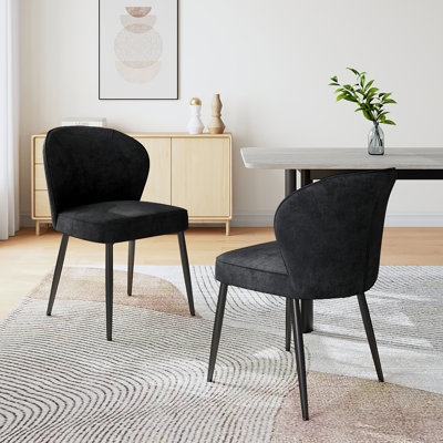 Faux Leather Upholstered Modern Dining Chair Side Chair with Carbon Steel Legs by George Oliver