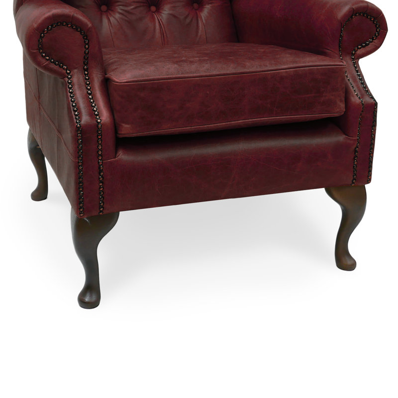 Maritschnik Upholstered Wingback Chair with Footstool, Red