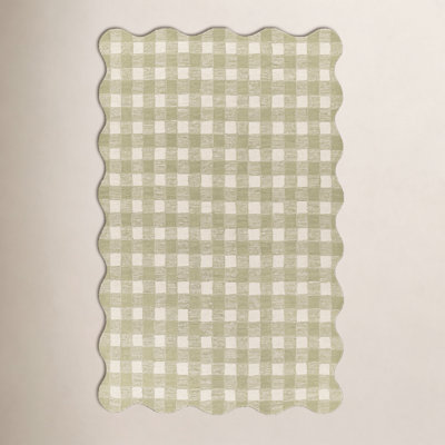 Lola Green Hand-Tufted Plaid Wool Rug