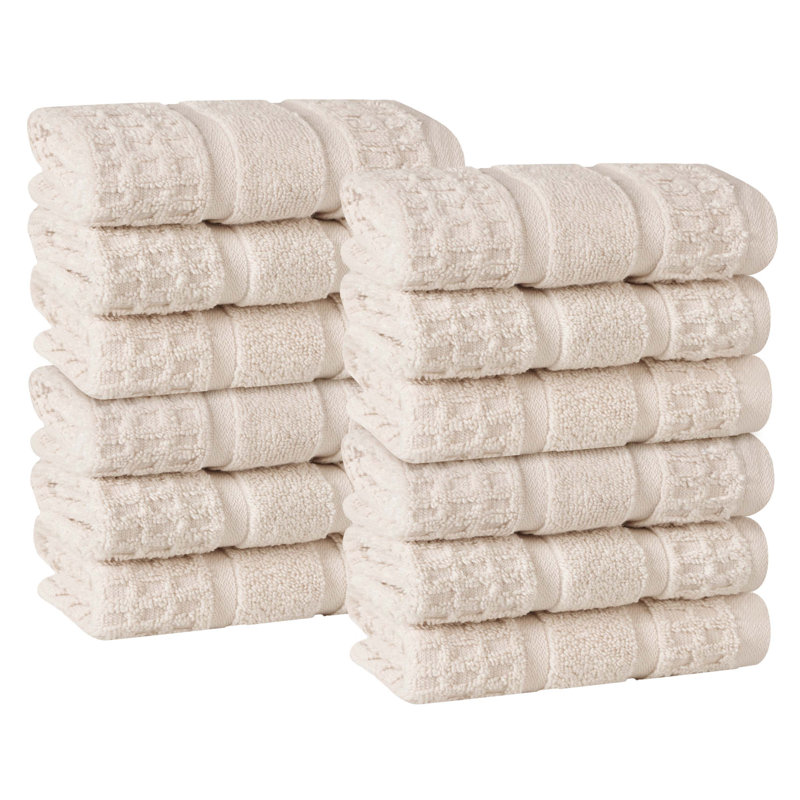   Zero-Twist Cotton Face Towel Set - Honeycomb Waffle Texture - Quick-Dry, Ivory