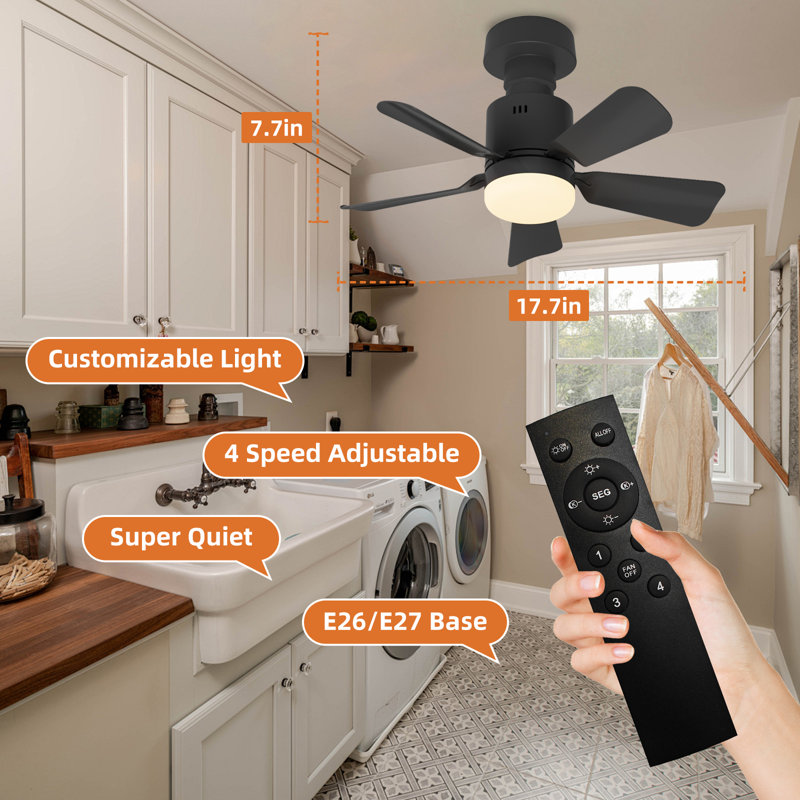 Ventilateur de douille de 18 pouces avec base E26 / e27 3 couleurs 3000k-6500k à intensité variable avec ventilateur de plafond à vis pour le salon, la chambre, la cuisine et le garage (noir)