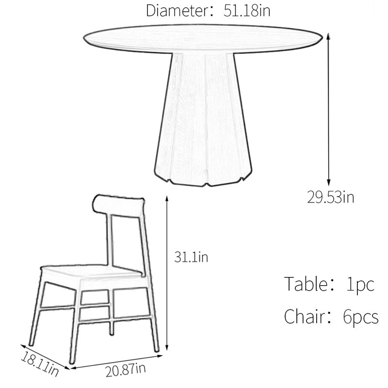 Carbonized ash dining table set