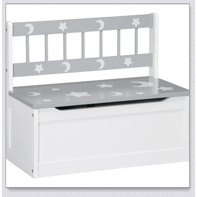 Qaba Toddler Toy Box Storage Bench with Large 27 L Interior, Kids Storage Bench Seat with Storage for Toddler Playroom Furniture, Kids Bedroom Furnitu by Ebern Designs
