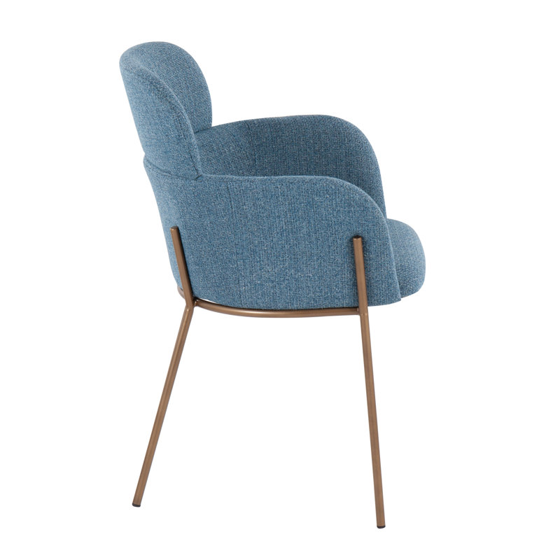 Adinah 18'' H Upholstered Armchair, Blue, Antique Brass