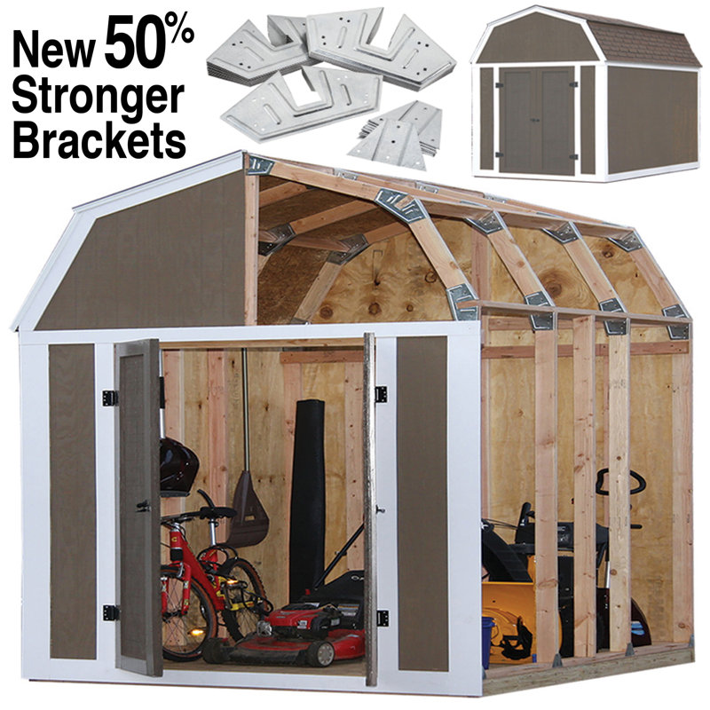 Medium Brown Wood DIY Barn Shed Kit with Single Door