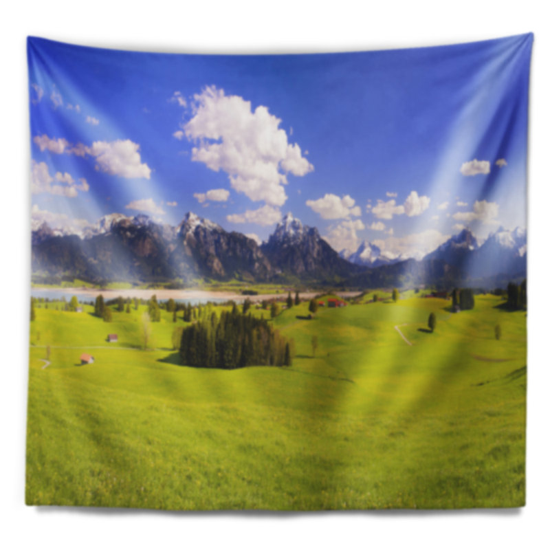 Paysage, paysage de bavière, vert, tapisserie, paysage, H 32 po x l 39 po
