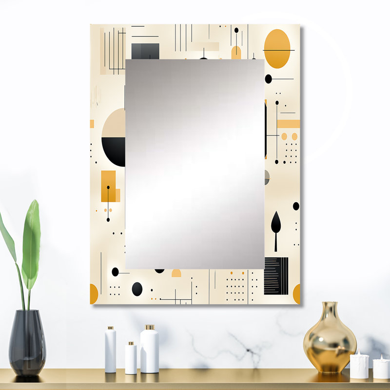 Monochromatique Zen - miroir mural décoratif géométrique, miroir moderne, impression d'art en métal, 32 po x 24 po