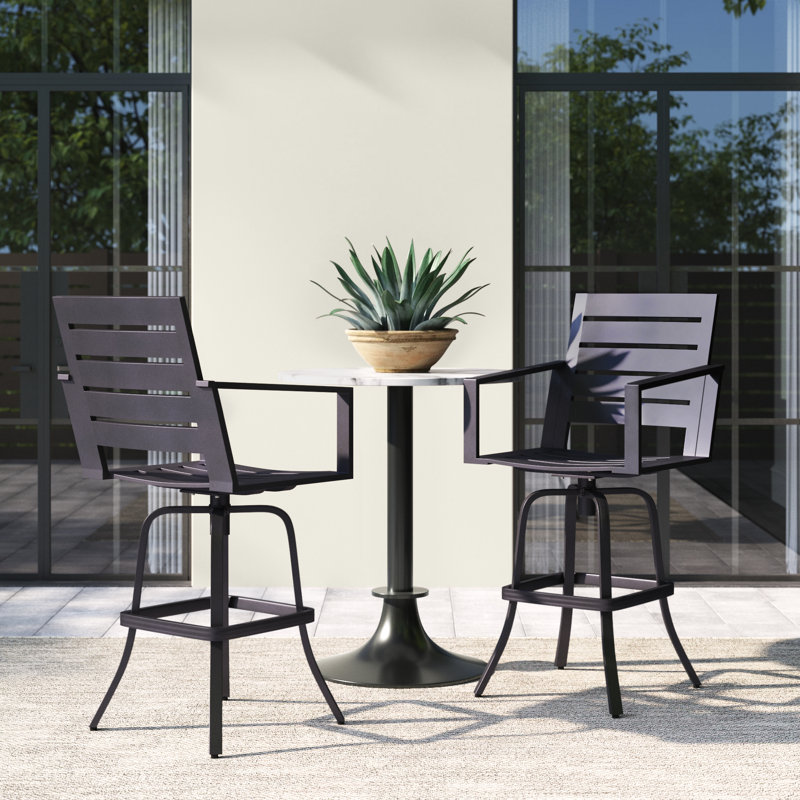 Adelynn Metal Outdoor 30'' Bar Stool, Black 