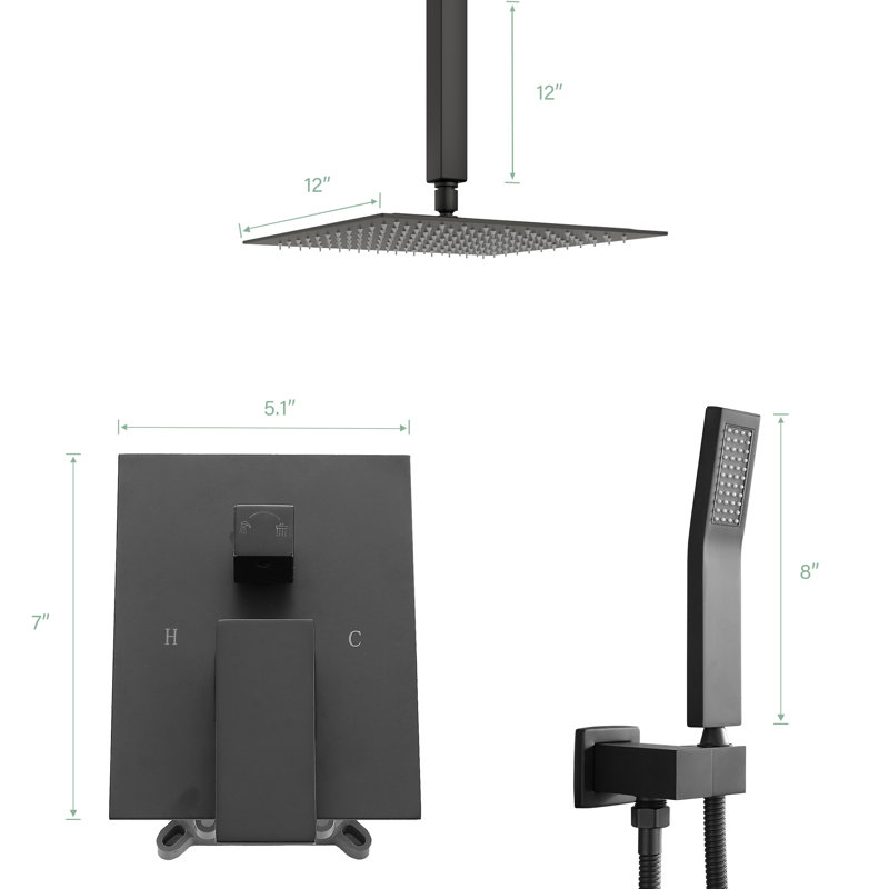 Complete Shower System with Rough in-Valve, Matte Black