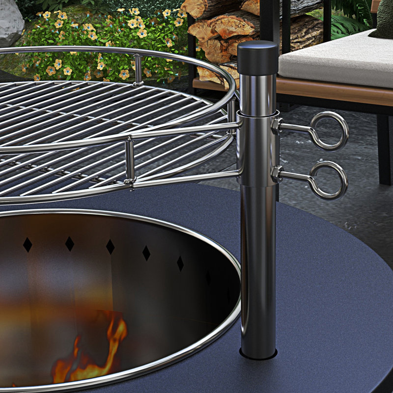 Outsunny 2-In-1 Smokeless Fire Pit, Black