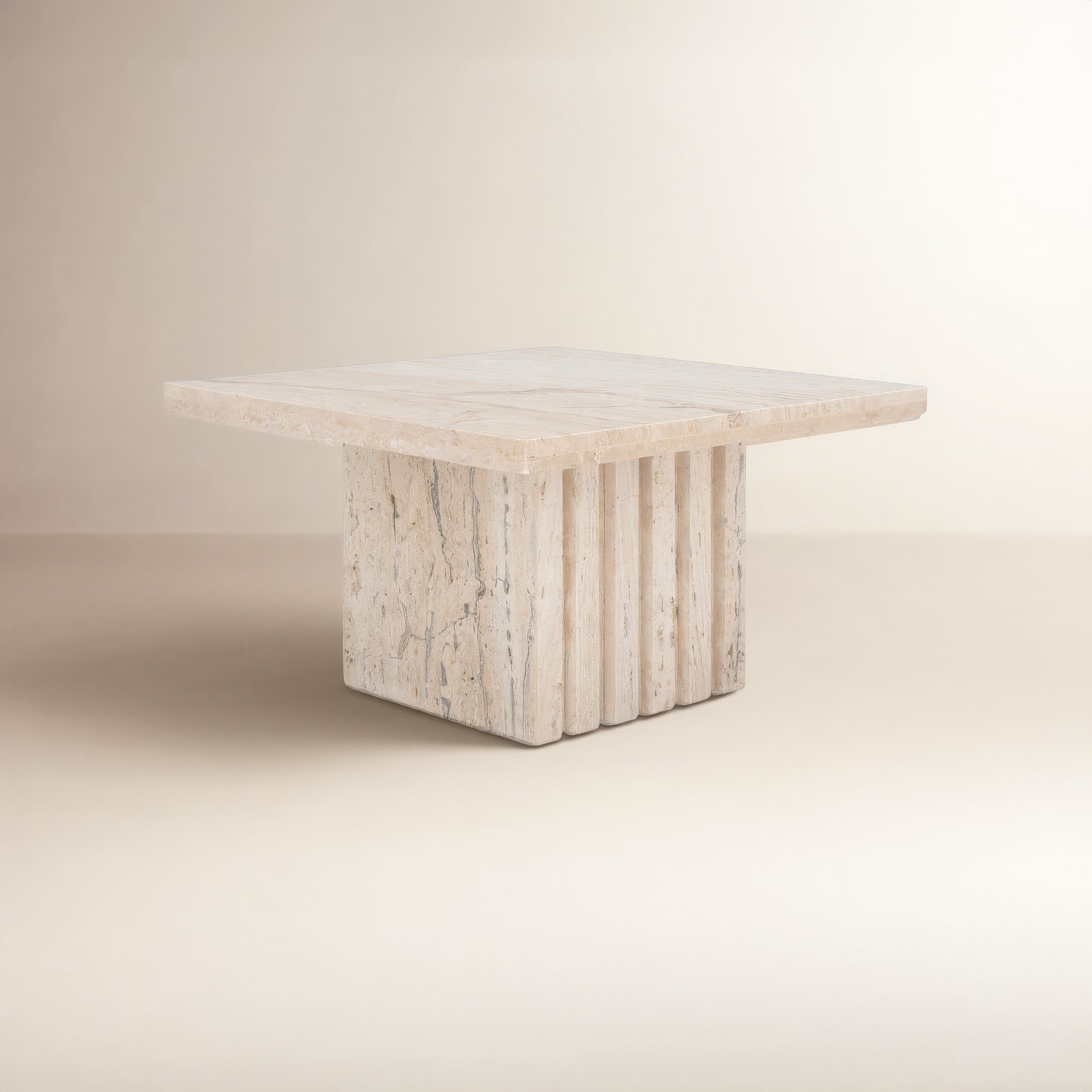 Pristina Tall Square Marble Accent Table, Beige, 12" H x 21" W x 21" D