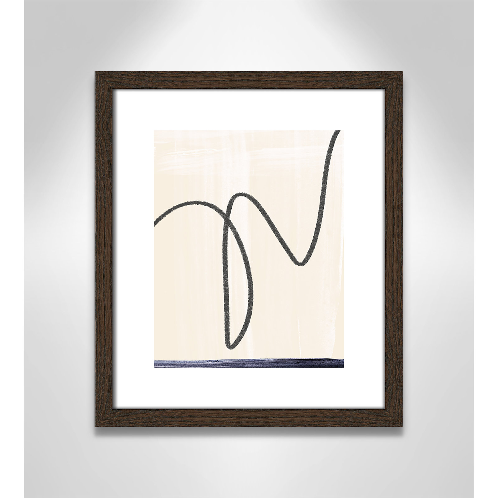 Tigerlily "Departured I" Painting, 15" H x 13" W x 0.75" D, Brown Framed Paper