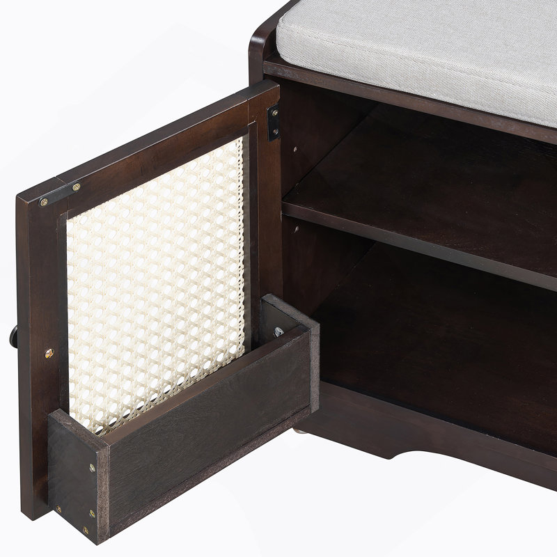 Banc de rangement Rustic, Beige/Espresso