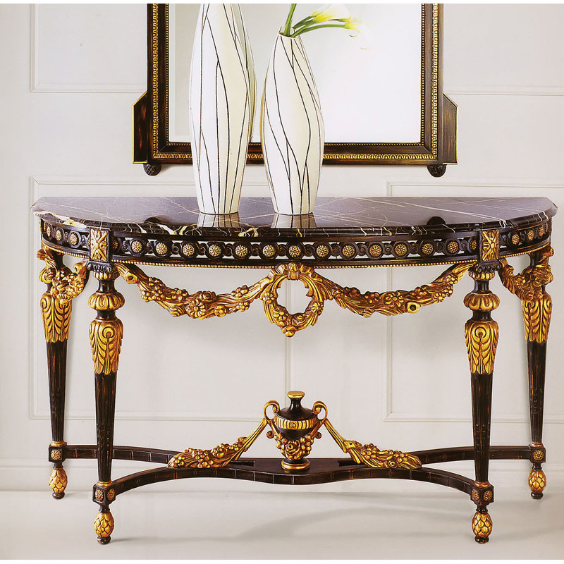 Console Table, Black/Black Saint Laurent, 34" H x 59" W x 20" D