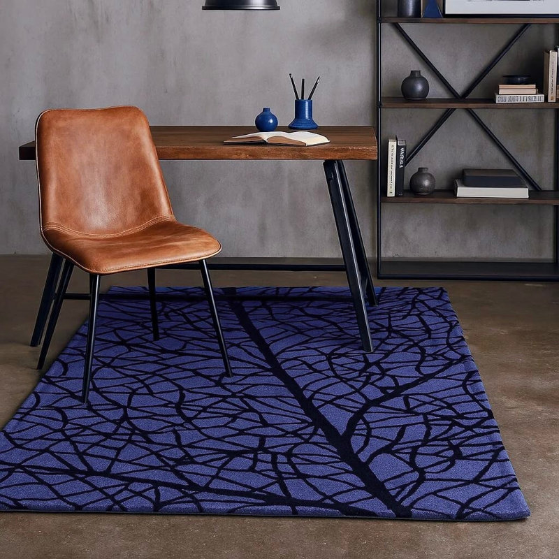 Tapis noir en laine touffeté à la main Ailey