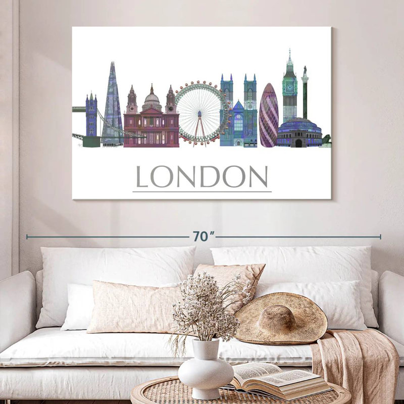 Rorry London Skyline Coloured Buildings, 34" H x 51" W