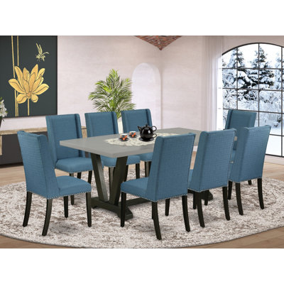 Tobias 9 - Piece Rubberwood Solid Wood Dining Set