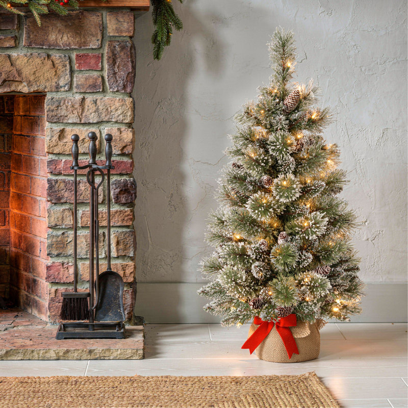 3ft. Glittery BristlePine Tree with LED Lights