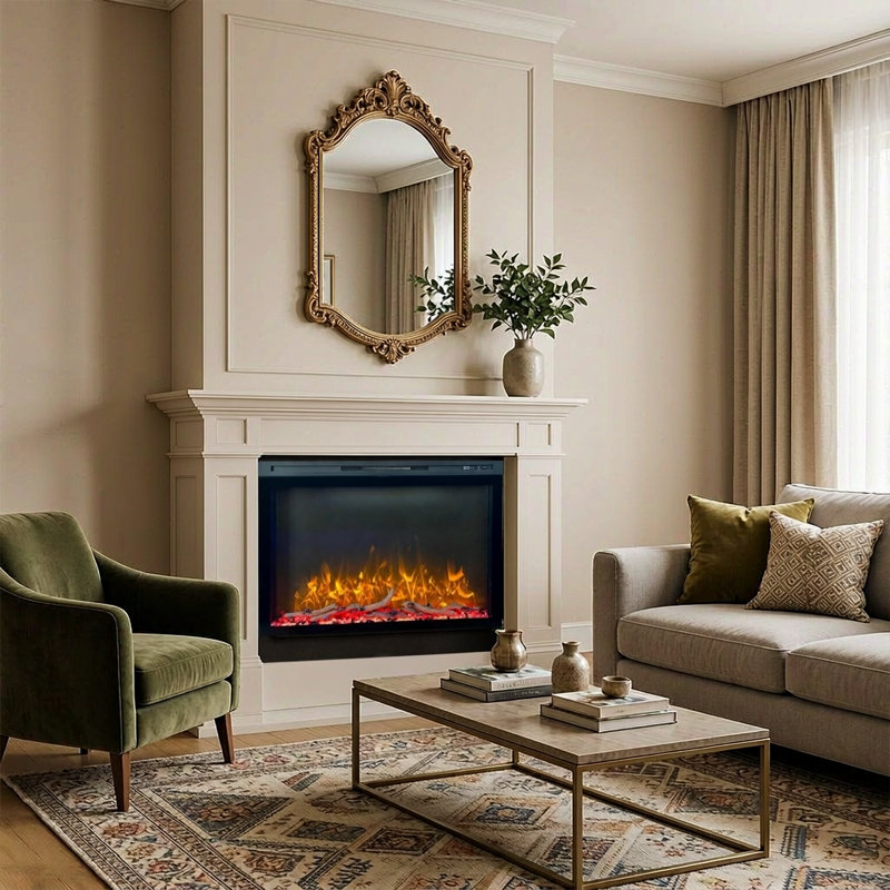 Rebrilliant Black Electric Fireplace Insert, H 7 po x l 31,8 po x P 45,3 po