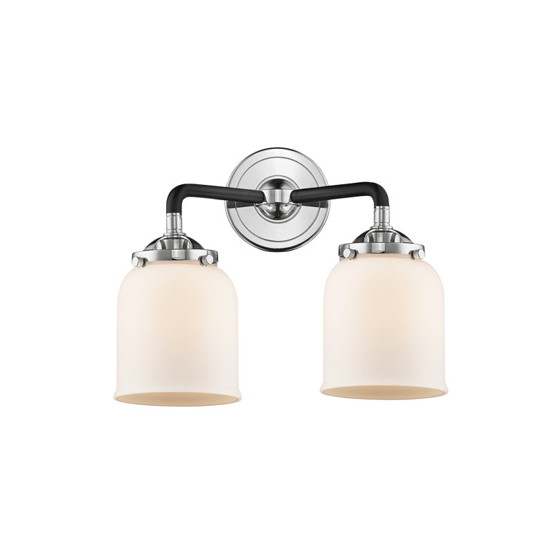 Éclairage pour meuble-lavabo 2 lumières bell Bonomo, Laiton antique noir, Boîtier blanc mat, Incandescent