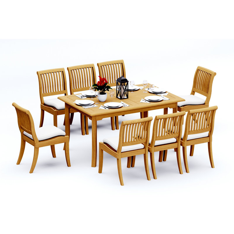 6 Seats 7 Pcs Grade-A Teak Wood Dining Set: 60" Rectangle Table And 6 Arbor Stacking Armless Chairs #11AB1300, 8