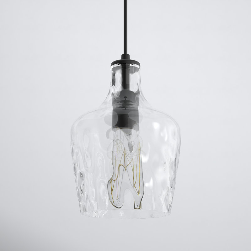 Luminaire suspendu en verre 1 lumière Dollie, Noir