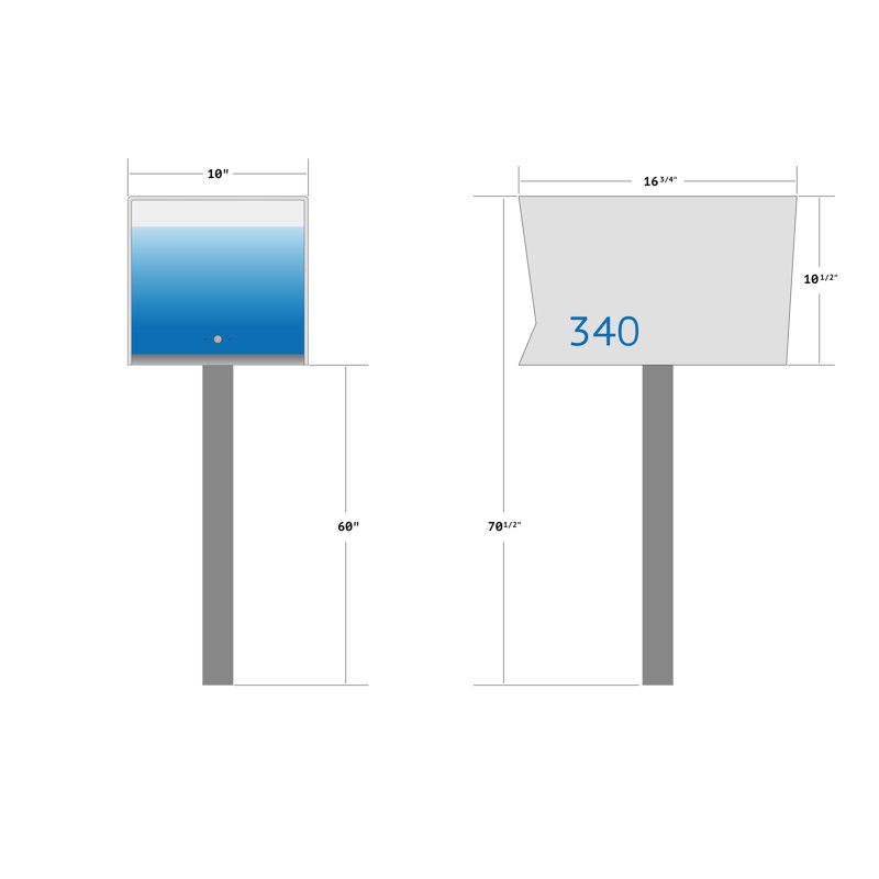UpTown Box Post Mounted Mailbox, Yes, Stainless Steel/Black