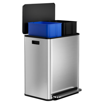 Poubelle de cuisine 60L, poubelle à pédale en acier inoxydable 2 x 8 gallons avec paniers amovibles, double, Sl livraison
