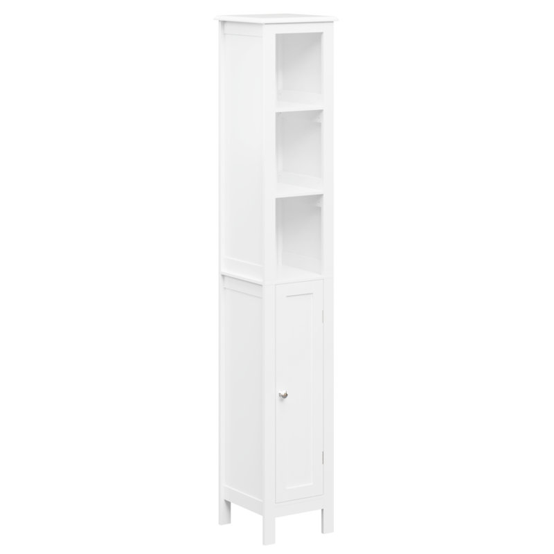 66.92" Freestanding Bathroom Storage Cabinet With Adjustable Shelves - 1 Door Slim For Home, Bathroom, Kitchen, Living Area White