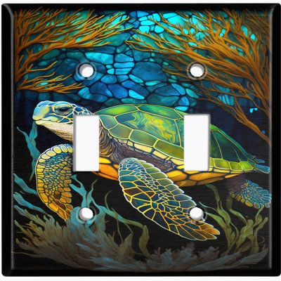 Copper Rust Patina Teal Print 2 - Gang Toggle Light Switch Standard Wall Plate