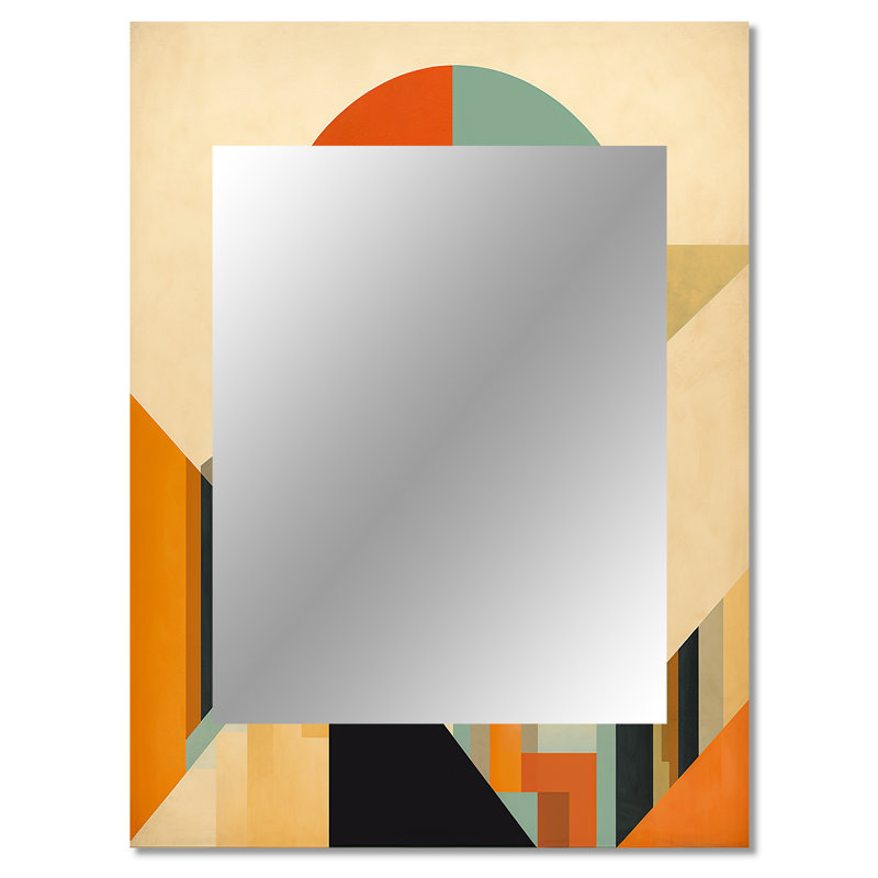 Full Moon Symphony Midcentury Abstract II - miroir décoratif moderne Mid-Century, miroir mural bleu, impression d'art en métal