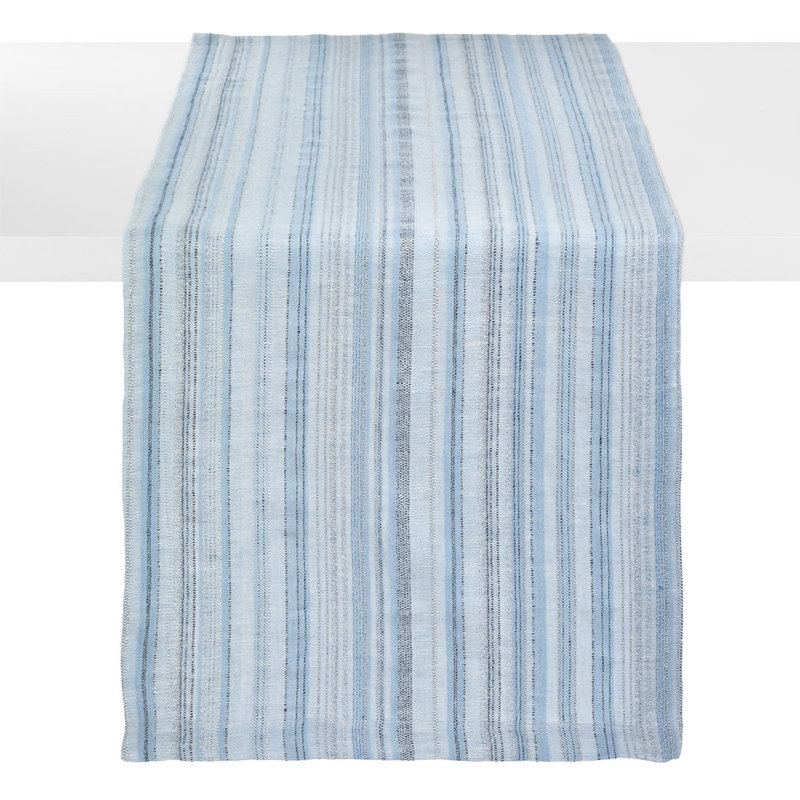 Midas Striped Table Runnner, Ice Blue