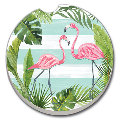 Stoneware Round 2 Piece Car Coaster Set