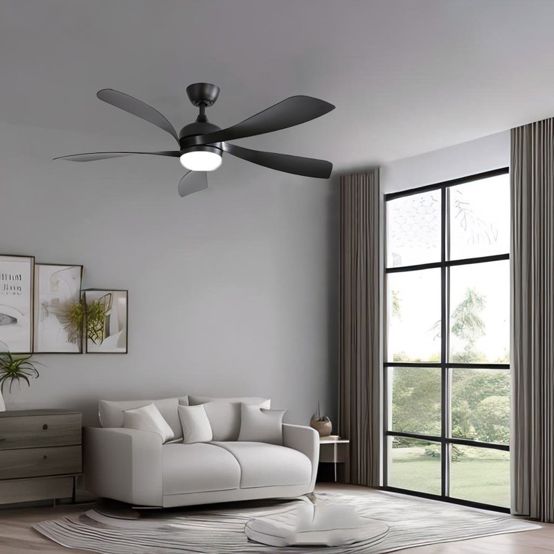 Loammi 52'' Ceiling Fan with LED Lights, Black, Black