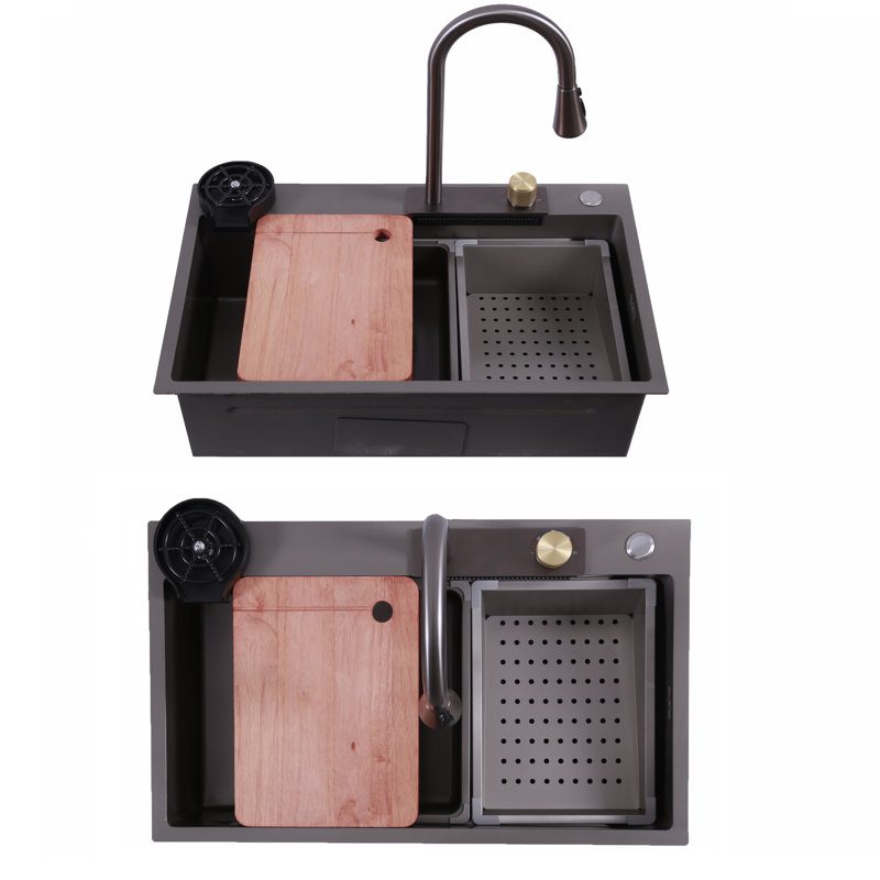Single Bowl Dual Mount Kitchen Sink, Warm Grey