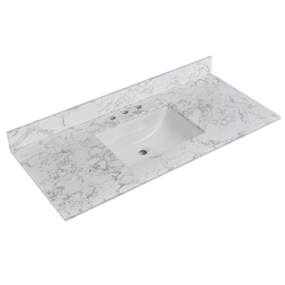 48'' Engineered Stone Single Bathroom Vanity Top with Sink – For Vanity Replacement, No Cabinet