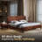 RORNS Bifrost 100% Solid Acacia Wood Queen Platform Bed with Tall Headboard and Footboard, Mid-Century Art Deco Design, No Box Spring Needed, Sturdy Slat Support, Scratch & Water-Resistant, Walnut Finish-917973472-917973478