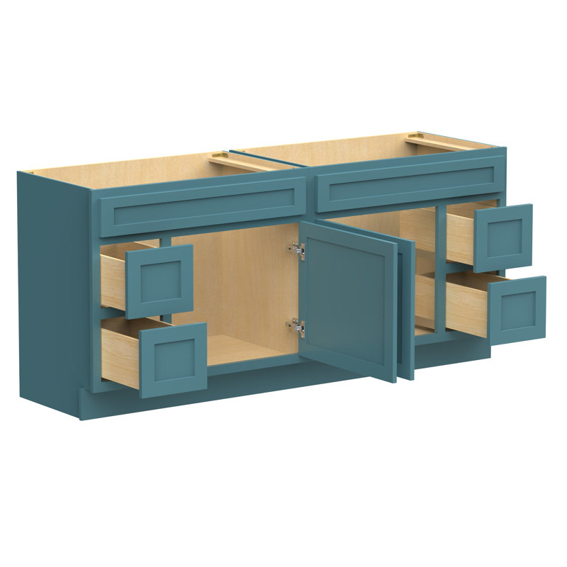 Base de meuble-lavabo double 72 po 72 po, Bleu sarcelle