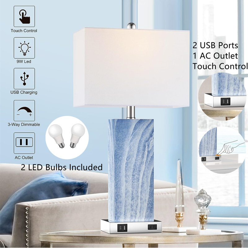 Rettke Table Lamp, White, Blue/White