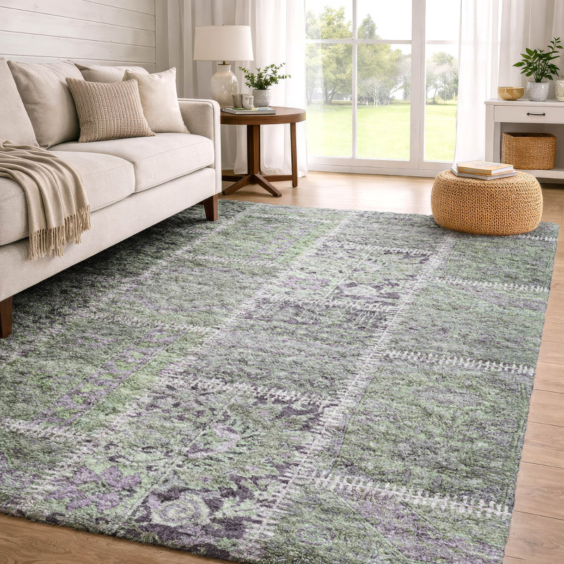 Tapis à poil long de qualité supérieure lavable à la machine ADS635, Green, 10' x 14'