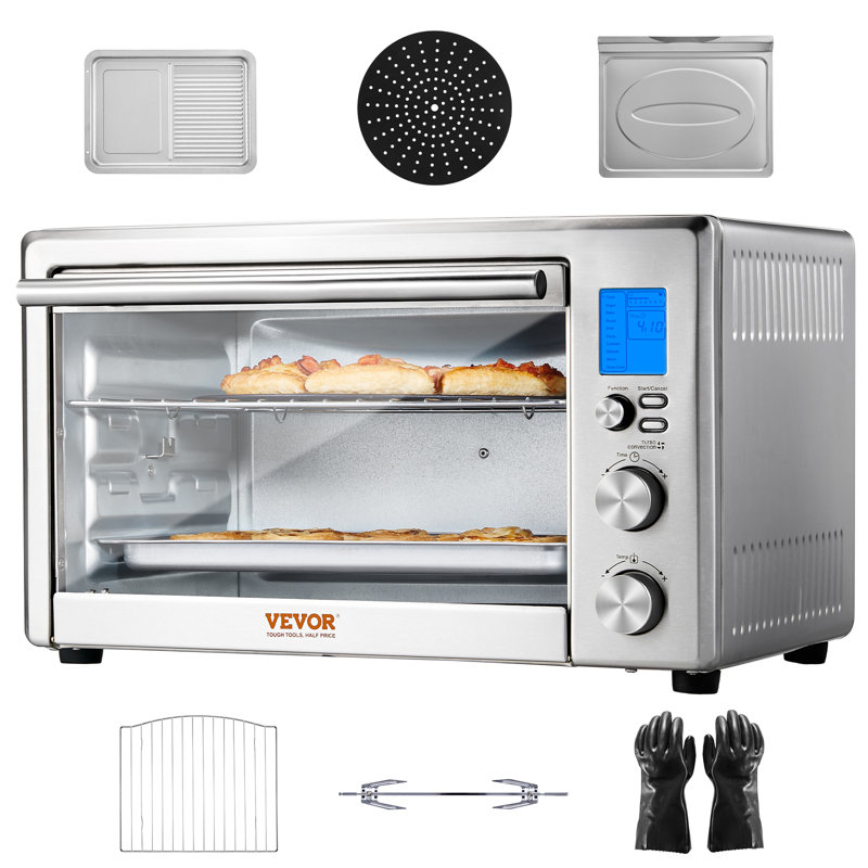 Silver Digital 6-Slice Countertop Convection Oven with Rotisserie
