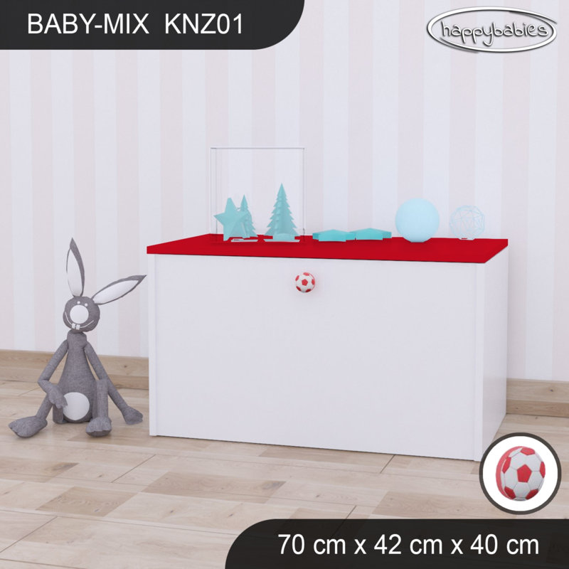 Baby Mix Toy Storage Bench, Red/White/Red