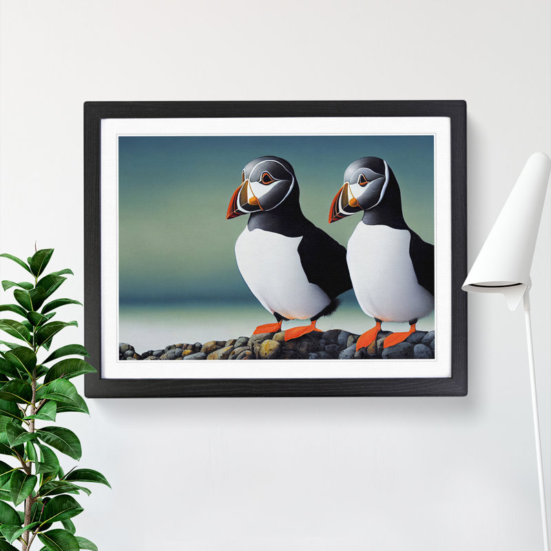 Puffin Birds Vol.3 - Single Picture Frame Print, Black Framed, 46cm H x 64cm W x 2cm D
