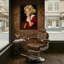 Fille abstraite blonde en robe rouge couvrant la bouche-33473772